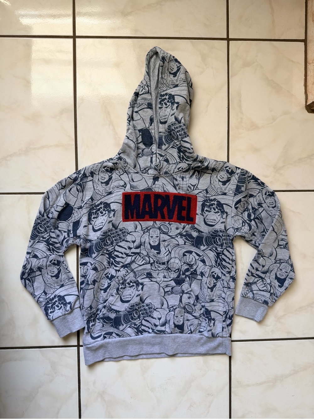 Marvel Kids' Grey & Navy Allover Comic Hoodie